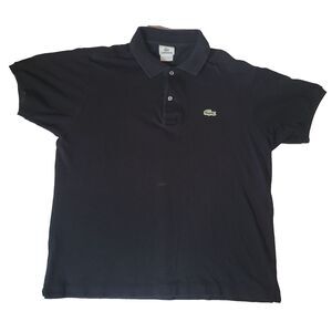 Lacoste Mens 5 L Black Polo Shirt Short Sleeve Crocodile Logo Made in Peru